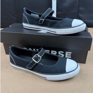 Converse Chuck Taylor All Star Mary Jane Youth Sz 1 Black White Strap Shoes